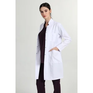 Önlük Kadın Uzun Hakim Yaka Doktor Hemşire Öğretmen Önlüğü Beyaz