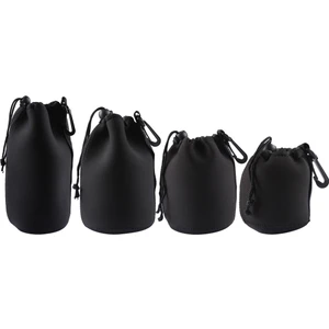 Carabiner ile Çanta Kılıf Taşıma Çantası 4 Adet Neopren Slr Kamera Lens - Siyah