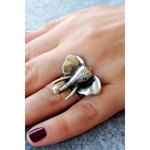 Fildişi Aksesuar Antik Gümüş Kaplama Fil Şekilli El Yapımı Ayarlanabilir Yüzük