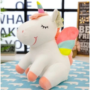 Shiva Gift&More Unicorn Tek Boynuzlu Gökkuşağı Kanatlı Sevimli Peluş Pony At 30CM