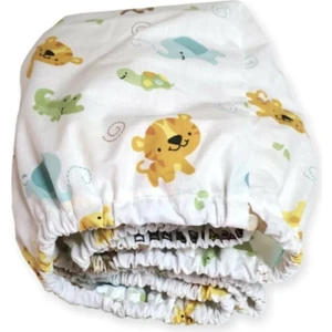 Bebek Özel %100 Pamuklu Bebek ve Çocuk Lastikli Çarşaf Safari Desen 40 x 80 cm