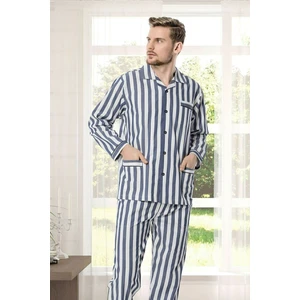 Çizgili Lacivert Gaffur Poplin Pijama Takım