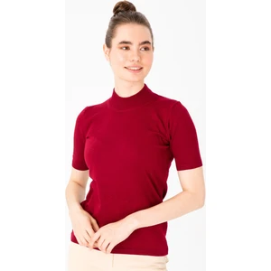 Desen Triko Kadın Yarım Balıkçı Bluz 02420345 Kırmızı