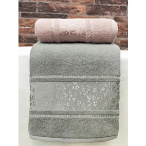 Camellia Havlu 2 Adet 50X80 El Yüz Havlusu Pembe Gri