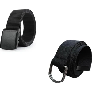 Başkent Çanta Siyah Plastik ve Halka Tokalı Taktikal Tarz Bez Kemer Seti