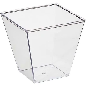 Pvc Prizma Mini Mika Plastik Kare Kap Küp Sunum Kase 200CC 25 Adet