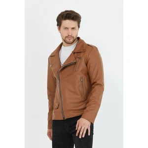 Mero Life Erkek Yeni Sezon Çapraz Fermuarlı Deri Ceket Mont