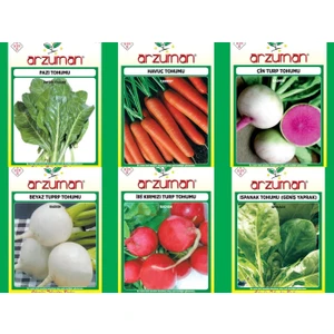 Havuç-Kırmızı Turp-Beyaz Turp-Çin Turp-Ispanak-Pazı 6'lı Tohum Seti