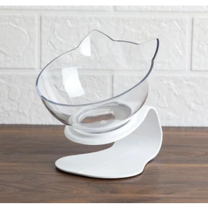 Kedi&küçük Irk Köpek Kulaklı Mama Kasesi Şeffaf 13X13.5X15 cm