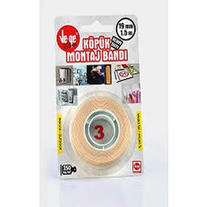 Çift Taraflı Köpük Bant 19 mm x 1,5 mt