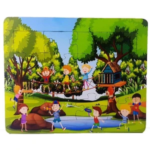 Woodylife Ağaç Ev  Çocuklar 16 Parça Puzzle Yapboz Eğitici Çocuk Oyuncak