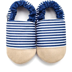 First Step Pamuk Astarlı Kaydırmaz Taban Patik-Lacivert ÇİZGİLİ-F-838
