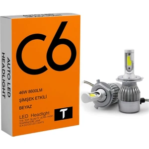 LED Xenon 2 Adet H4 Uzun Kısa LED Xenon 46W 8600LM 6500K Far Ampülü LED Işık  Seri T-T-T
