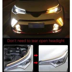 Selamlamalı Kayar Sinyalli Gündüz Farı Far Üstü 60CM Kayan LED Gündüz Farı Kayar Sinyal 2 Adet Takım