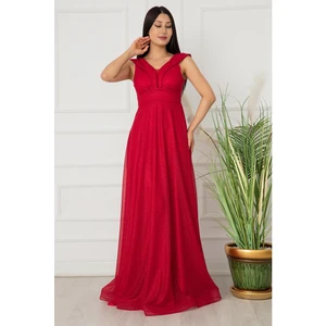 Ruby 13280 Simli Tül Uzun Elbise