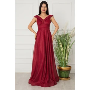 Ruby 13280 Simli Tül Uzun Elbise