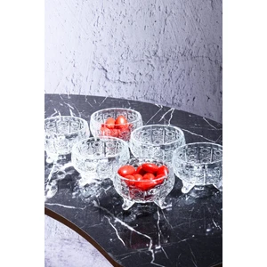 Porselen Diyarı 6'lı Ayaklı Kristal Cam Çerezlik 8 x 8 x 5 cm