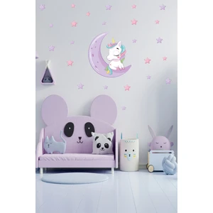 BK Decor Ayda Uyuyan Sevimli Unicorn Çocuk Odası Duvar Sticker