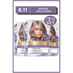 L'Oréal Paris Loreal Paris Loreal Excellence Saç Boyası 8.11 Ekstra Küllü Sarı 3'lü Set