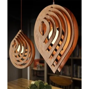 Modern Tasarım Doğal Ahşap Mdf 3D Lazer Kesim Rustik Salon Avize