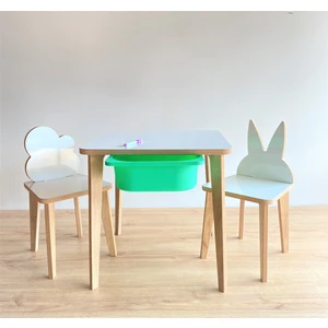 Yaz Sil Yüzeyli Çocuk Aktivite Masa Sandalye Takımı - Renkli Çekmeceli  / Tavşan-Bulut Sandalye