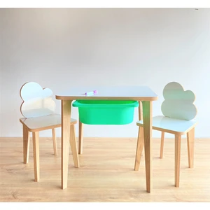 Yaz Sil Yüzeyli Çocuk Aktivite Masa Sandalye Takımı - Renkli Çekmeceli / Bulut Sandalye