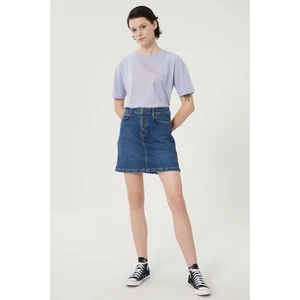 Kadın Koyu Mavi Regular Fit Denim Kot Etek
