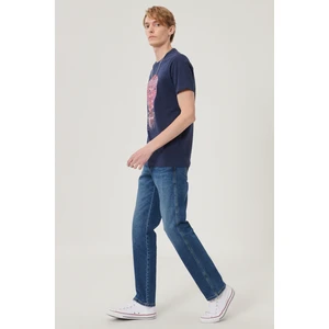 WRANGLER Erkek Arizona  Koyu Mavi Straight Fit Normal Bel Düz Paça Esnek Jean Pantolon