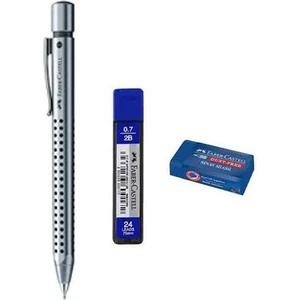 2011 Grip Okul Seti Kalem 0.7 mm Gümüş + Silgi + Uç
