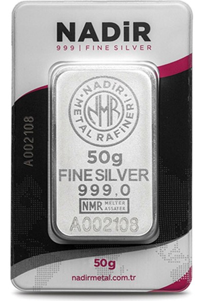 Nadir Gold 24 Ayar 50 gr Gümüş Külçe