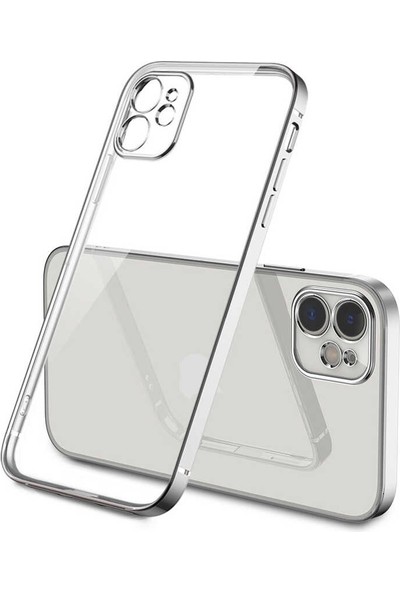 Ehr. Iphone 12 Arkası Şeffaf Yanları Renkli Gbox Kılıf - Gümüş