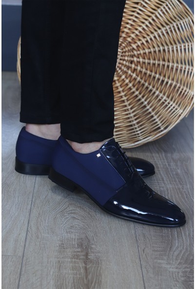 Marcomen Erkek Lacivert Kumaş Detaylı Takım Elbise Için Klasik Ayakkabı