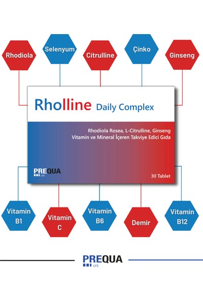 Rholline Daily Complex - Rhodiola, Citrulline, Ginseng, Vitamin ve Mineral Kompleks İçeren Takviye Edici Gıda