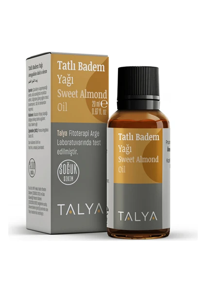 Tatlı Badem Yağı, Soğuk Sıkım, %100 Saf ve Doğal, 20 ml