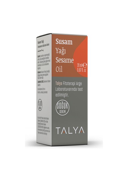 Susam Yağı, Soğuk Sıkım, %100 Saf ve Doğal, 20 ml