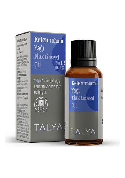 Keten Tohum Yağı, Soğuk Sıkım, %100 Saf ve Doğal, 20 ml