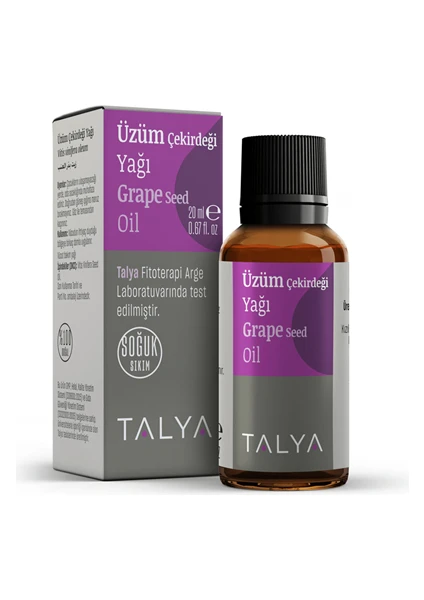 Üzüm Çekirdeği Yağı, Soğuk Sıkım, %100 Saf ve Doğal, 20 ml