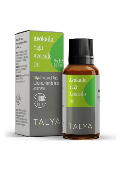 Avokado Yağı (Avocado Oil), Soğuk Sıkım, %100 Saf ve Doğal, 20 ml