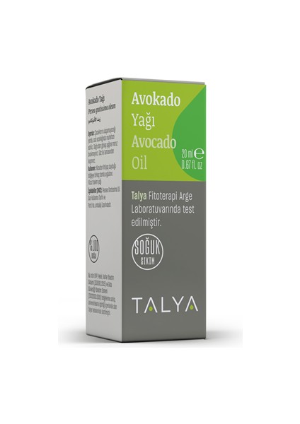 Avokado Yağı (Avocado Oil), Soğuk Sıkım, %100 Saf ve Doğal, 20 ml