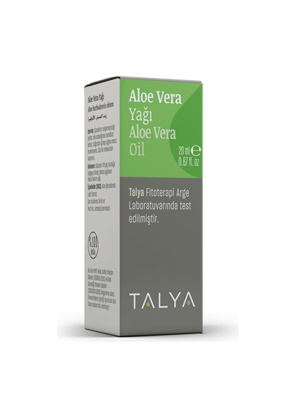 Aloe Vera Yağı, Nemlendirici, %100 Saf ve Doğal, 20 ml