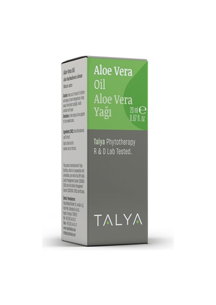 Aloe Vera Yağı, Nemlendirici, %100 Saf ve Doğal, 20 ml