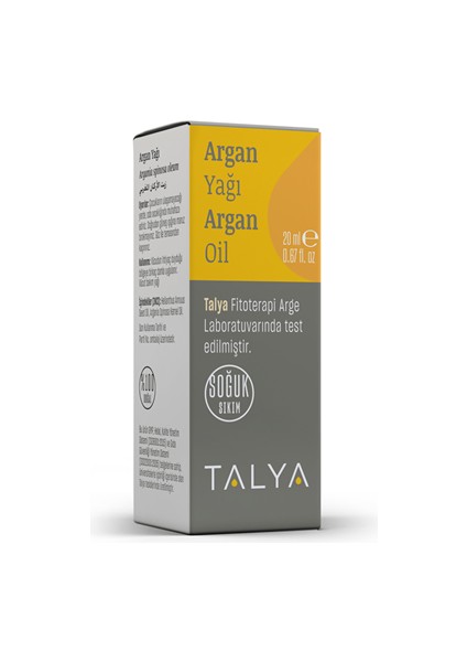 Argan Yağı, Soğuk Sıkım,%100 Saf ve Doğal, 20 ml