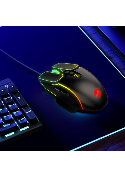 SM-G55 X-FORA Led Işıklı Gökkuşağı Aydınlatmalı 7200 Dpi Makrolu Oyuncu Mouse