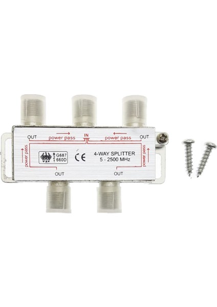 4'lü 1/4 Splitter 5-2500 Mhz 4 Way Karasal Uydu Yayını Çoğaltıcı