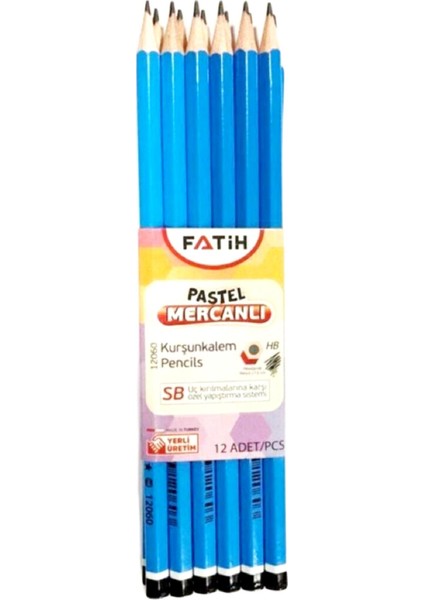Pastel Mercanlı Hb Kurşun Kalem 12'li Mavi