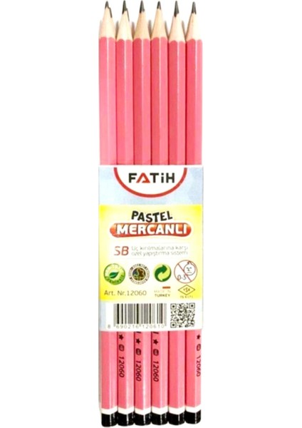 Pastel Mercanlı Hb Kurşun Kalem 12'li Pembe