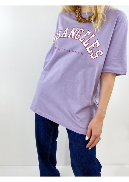 Baskılı Lila Oversize T-Shirt fırsatları
