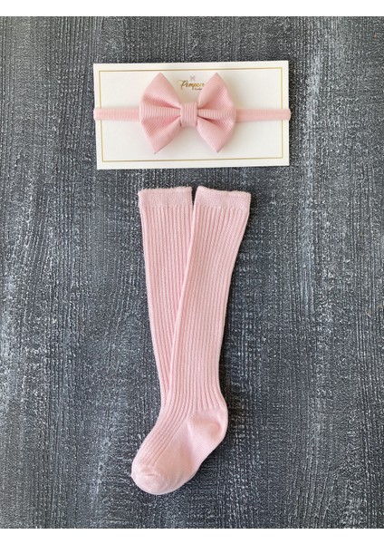Kız Bebek Çorap Bandana Set