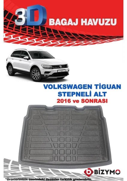 Tiguan Stepneli Alt 2016+ 3D Bagaj Havuzu Bizymo