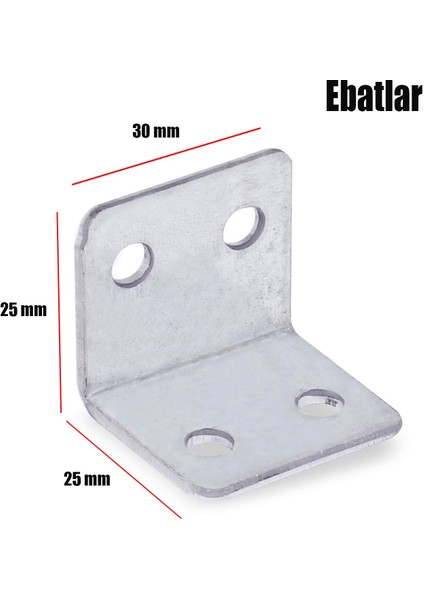 Mobilya Dolap Köşe Bağlantı Sabitleme L Demir Gönye 25X25X30 mm (25 Adet) fiyatları
